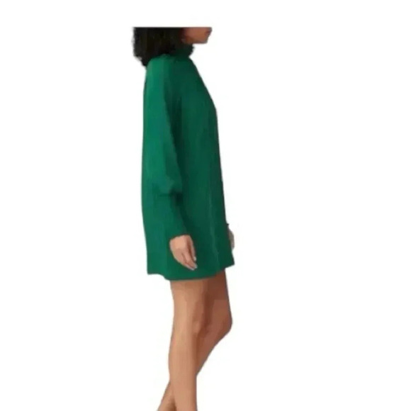Amanda Uprichard Green Naoemi Dress Turtleneck Mini Long Sleeve Smocked Sz S - Picture 3 of 13